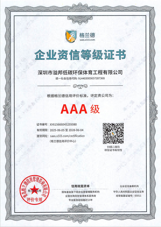 AAA级企业资信等级证书