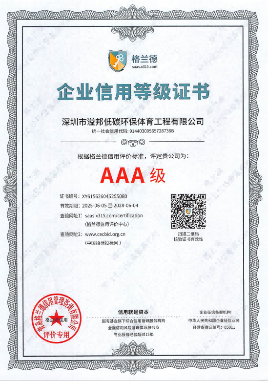 AAA级企业信用等级证书
